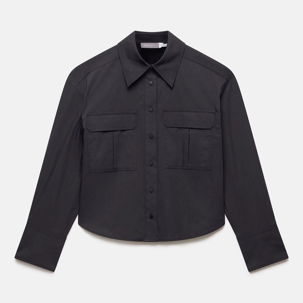 LAST CHANCE! Mint Velvet Cotton Blend Cropped Utility Shirt.